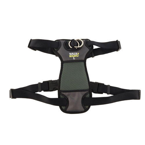 Walk Right Front-Connect Padded Dog Harness Black Large 26-38 in