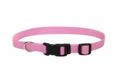 Coastal Adjustable Nylon Dog Collar with Plastic Buckle Bright Pink 5/8 in x 10-14 in