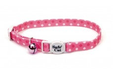 Coastal Safe Cat Fashion Adjustable Breakaway Collar Pink Dots 3/8X8-12In