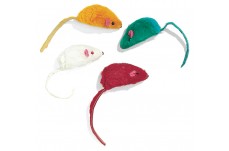 Spot Colored Plush Mice Rattle & Catnip Cat Toy Assorted 4.5 in 4 Pack