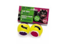 Spot Mini Tennis Balls Cat Toy with Bell & Catnip Assorted 2 in 2 Pack Mini