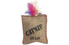 Spot Jute & Feather Sack Cat Toy with Catnip Brown 7 in