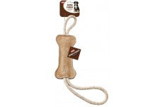 Dura-Fused Dog Toy Leather Bone Brown, White 18 in