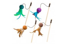 Spot Wuggle Wool Ball Teaser Wand Cat Toy Assorted 36 in