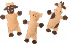 Dura-Fused Leather Barnyard Dog Toy Assorted Brown, Tan 11 in