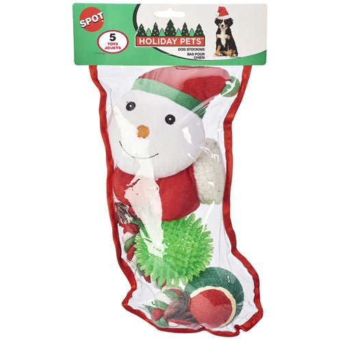 Spot Holiday Assorted Dog Toys Stocking Large- 5 Pc