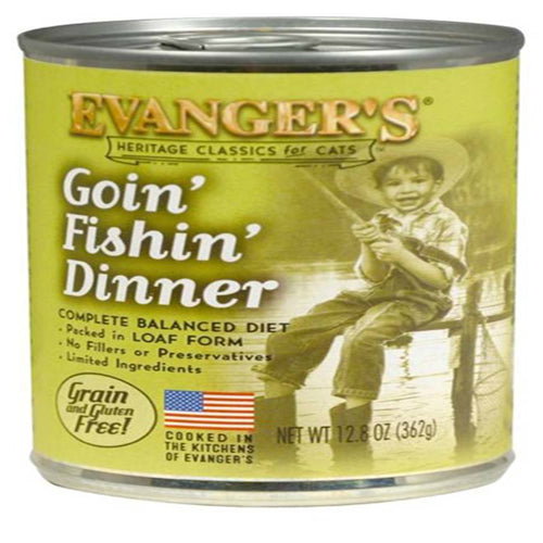 Evanger's Heritage Classic Goin' Fishin' Dinner Canned Cat Wet Food 12.8 oz 12 Pack