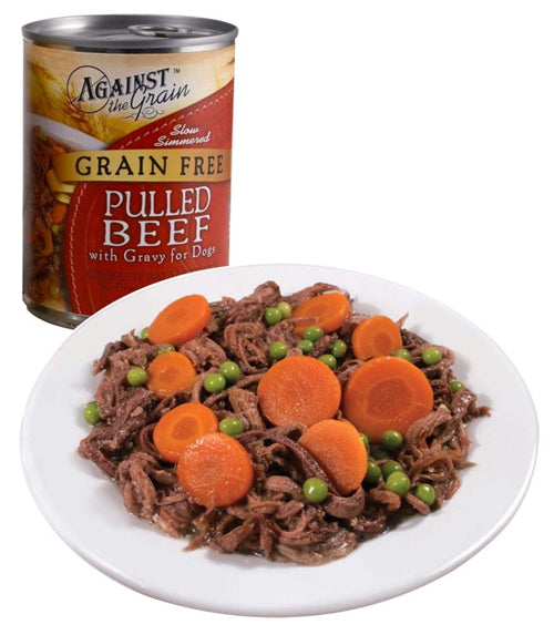 Against the Grain Hand Pulled Adult Wet Dog Food Beef w/Gravy 12oz. (Case of 12)