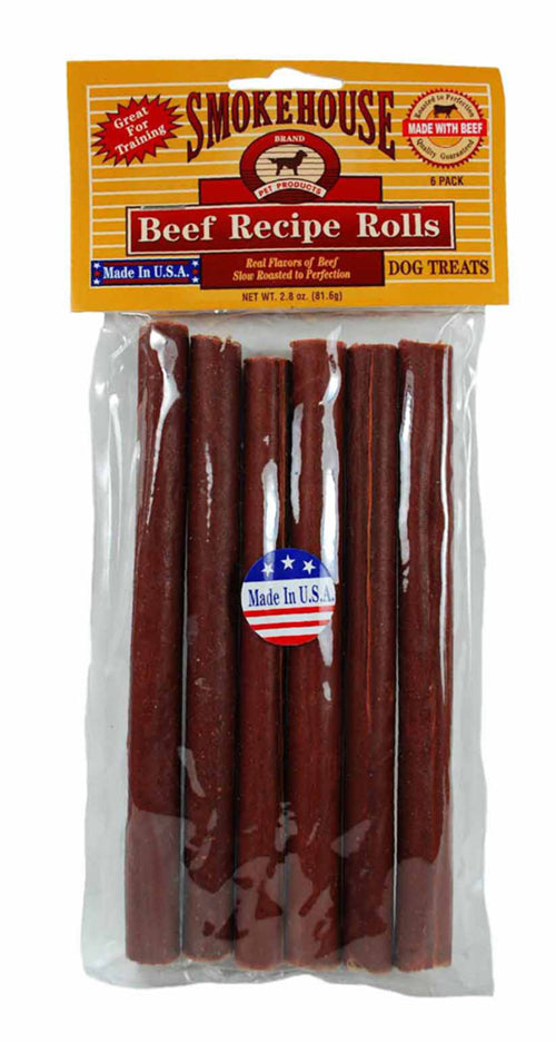 Smokehouse USA Made Beefy Rolls Dog Treats 2.8 oz 6 Pack