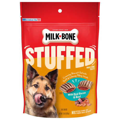 MilkBone Stuffed Dog Treats Bacon and Beef, 1ea/10 oz