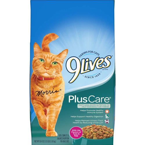 9Lives Plus Care Dry Tuna & Egg Flavors Cat Food 3.15 Ounces