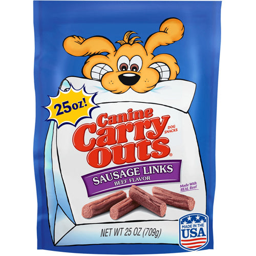 Canine Carry Outs Sausage Link Beef Dog Treats 25 Oz