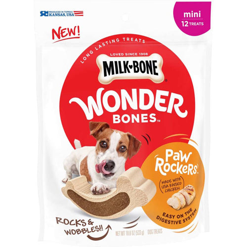 Milk-Bone Wonder Bones Paw Rockers Chicken Flavored Dog Treats 18.8 oz 12 Count Mini