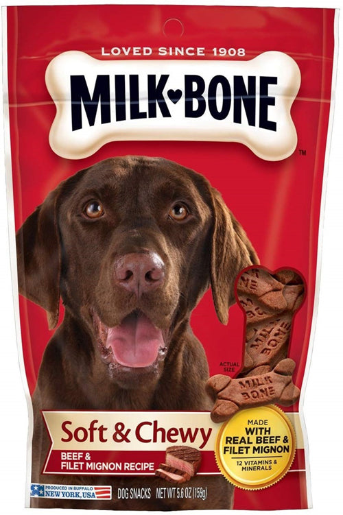 Milk-Bone Beef & Filet Mignon Recipe Chewy Dog Treats 5.6 oz