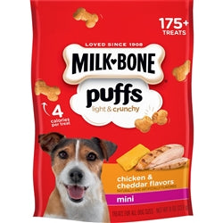 Milk-Bone Puffs Chicken and Cheddar Dog Treats Mini, 8 Oz