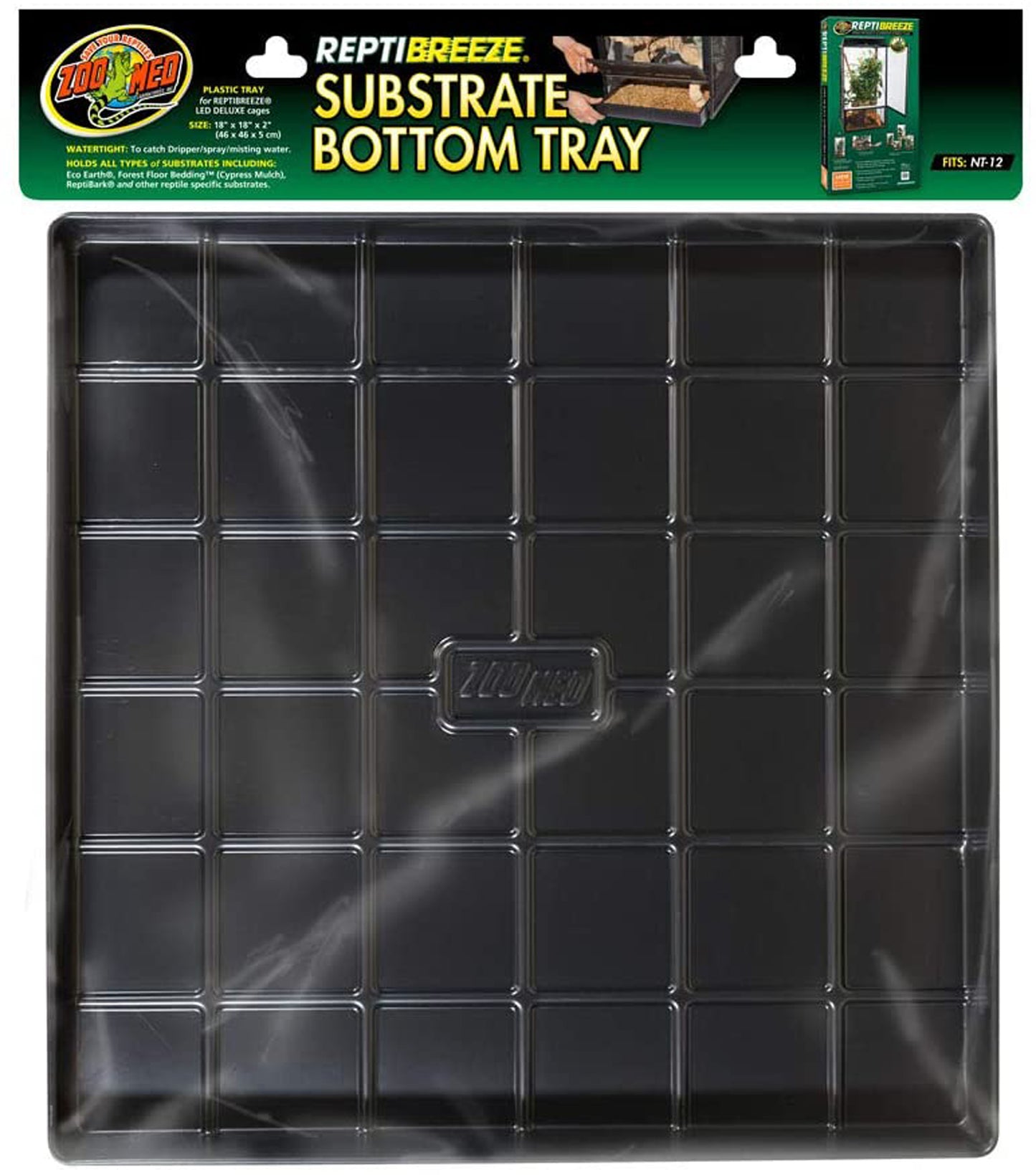 Zoo Med ReptiBreeze Substrate Bottom Tray Black 18 in x 18 in Large