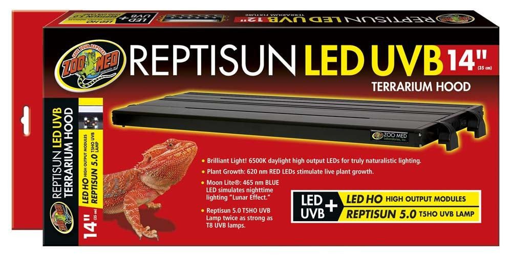 Zoo Med Reptisun T5 Led Uvb Terrarium Hood 14 In