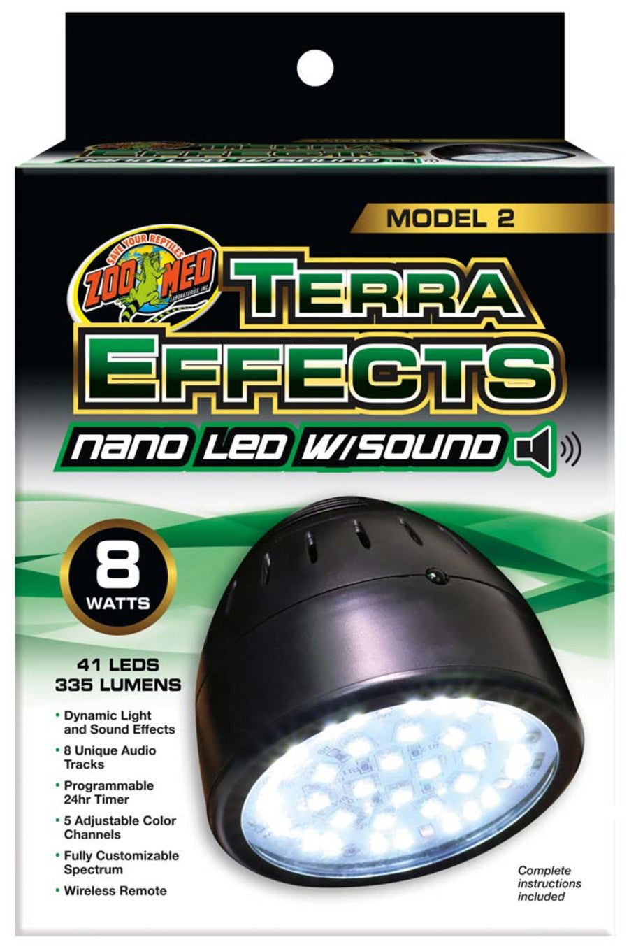 Zoo Med Terra Effects Model 2 Nano Led Light With Sound Black 1Ea