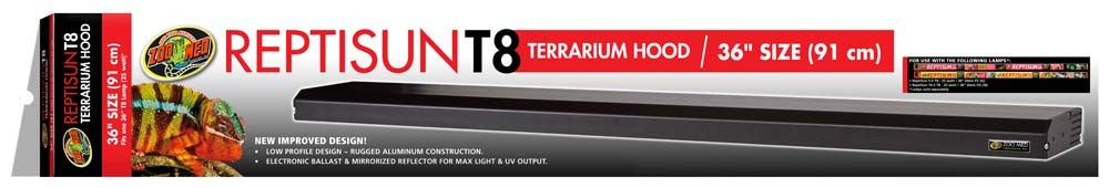 Zoo Med ReptiSun T8 Terrarium Hood Hood Only Black 36 in