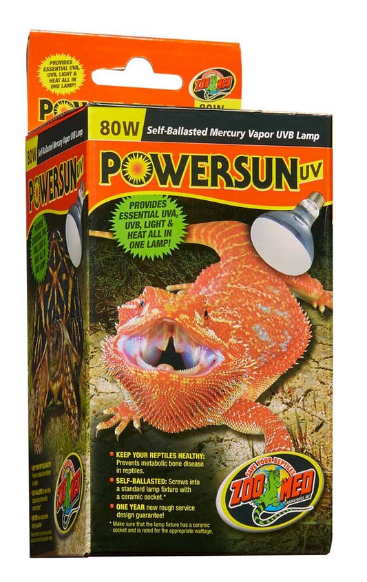 Zoo Med PowerSun UV Self-Ballasted Mercury Vapor Lamp Silver 80 Watt