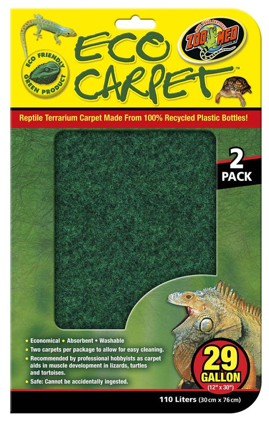 Zoo Med Cage Carpet Terrarium Carpet Liner Green 12 In X 30 In, 2 Pk, 29 Gal
