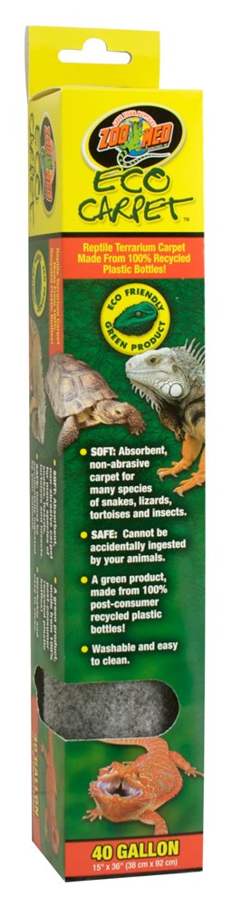 Zoo Med Eco Carpet Reptile Terrarium Carpet Grey 40 Gallon, 15Inches X 36Inches