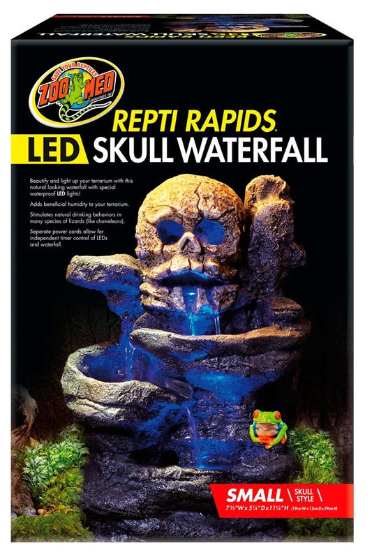 Zoo Med Repti Rapids LED Skull Waterfall Brown, Black Small