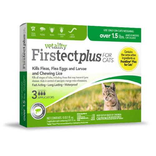 Vetality Firstect Plus Flea & Tick Treatment for Cats 3 Count