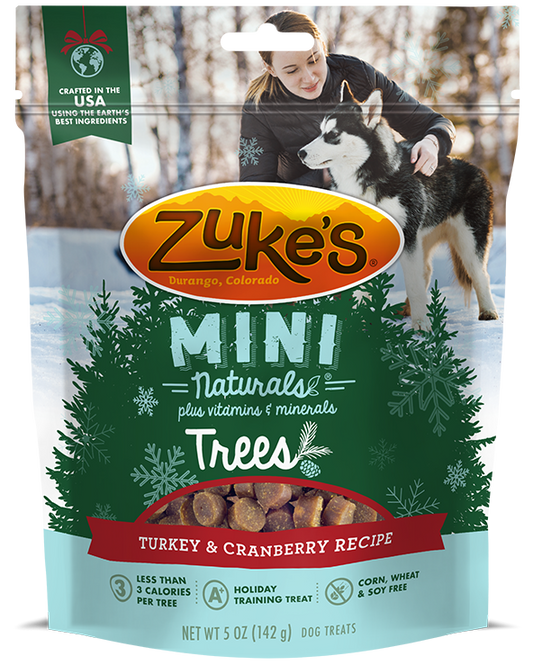 Zukes Dog Mini Naturals Tree Cranberry and Turkey 5Oz