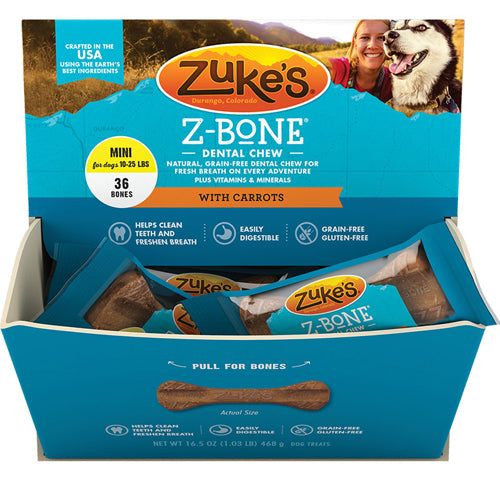 Zukes Dog Z-Bone Mini Carrot 36 Pack