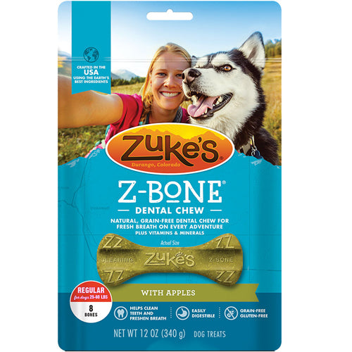 Zukes Dog Z-Bone Regular Apple 8 Count Pouch