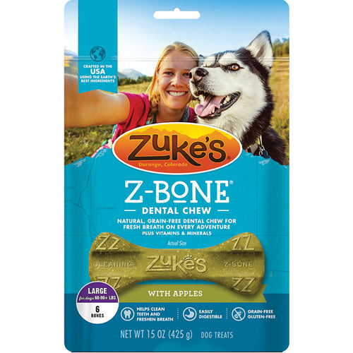 Zukes Dog Z-Bone Large Apple 6 Count Pouch