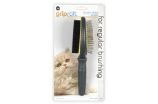 JW Pet GripSoft Cat Double Sided Brush Gray, Yellow One Size