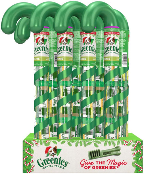 Greenies Holiday Limited Edition Packaging Dog Dental Treat Candy Cane Tube Teenie 2.24 oz, 8 ct