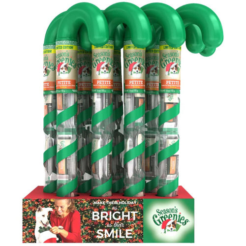 Greenies Holiday Limited Edition Packaging Dog Dental Treat Candy Cane Tube Petite 3.6 oz, 6 ct