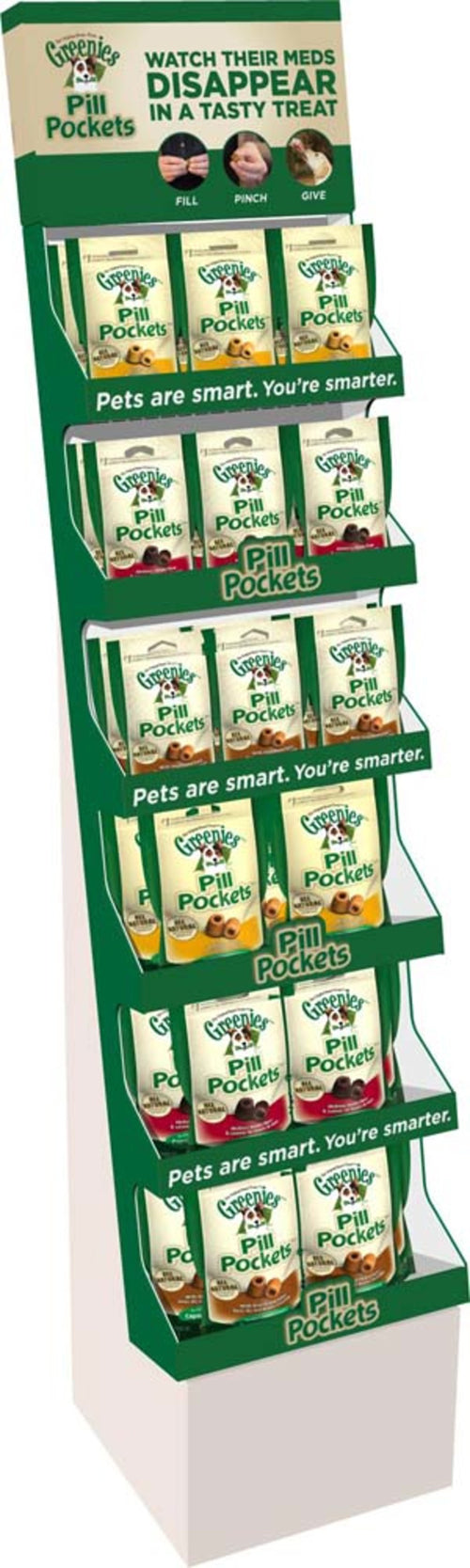 Greenies Canine Pill Pocket Mixed Dog Treat Floorstand/Powerwing Display 33 Count