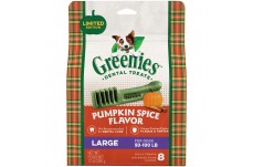 Greenies Pumpkin Spice Flavor Large Dog Dental Chews 12 Ounces 8 Treats