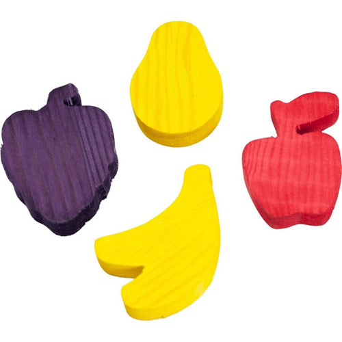 A  E Cages Nibbles 4pc Wooden Fruit Small Animal Chews 1ea/One Size