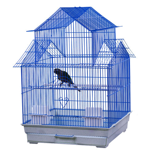 A & E Cages House Top Bird Cage in Retail Box Blue 18 Inches X 18 Inches