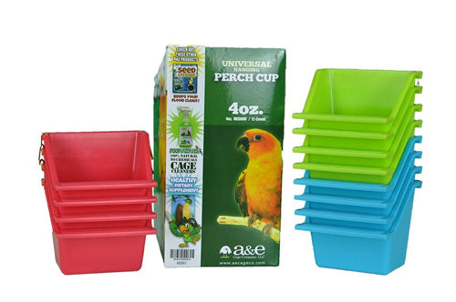 A & E Cages Universal Food and Water Cups Display 4oz 12ct