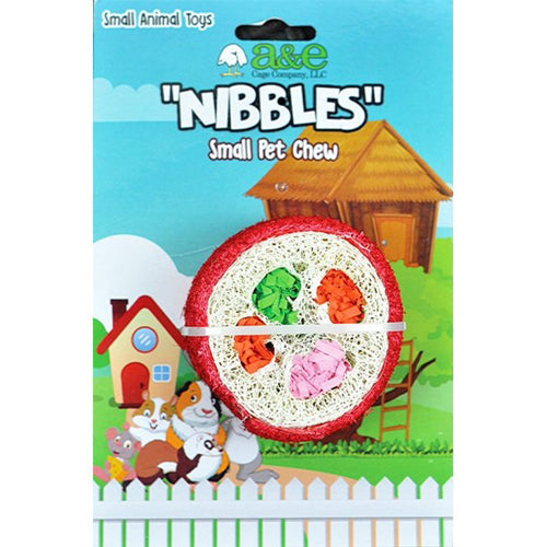 A  E Cages Nibbles Small Animal Loofah Chew Toy Deluxe Sushi Roll, 1ea