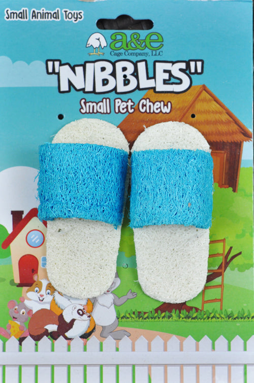 A  E Cages Nibbles Small Animal Loofah Chew Toy Sandals, 1ea