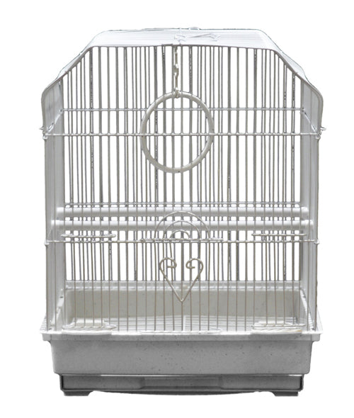 A & E Cages Ornate Top Bird Cage in Retail Box White 14 Inches