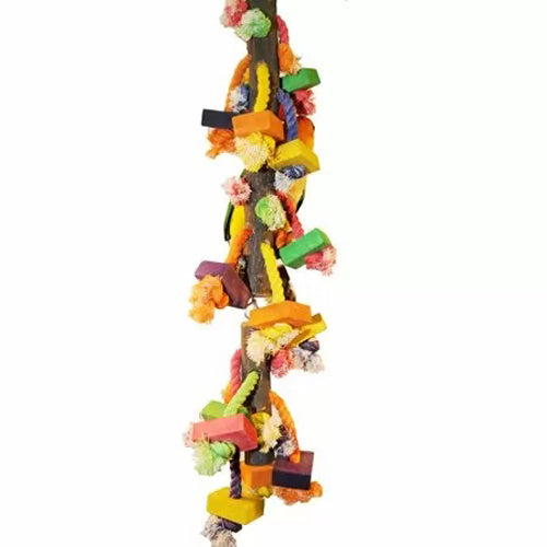 A & E Cages Happy Beaks Real Wood w/Hanging Blocks on Rope LG