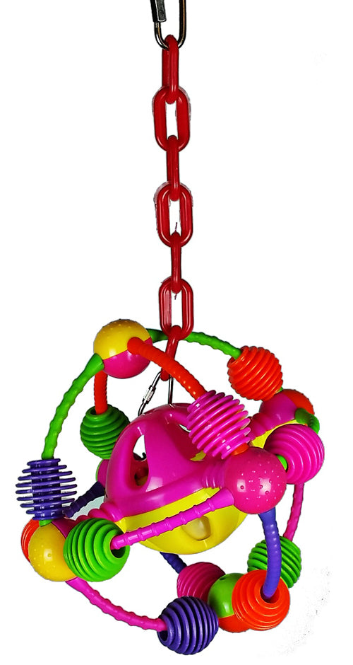 A & E Cages Happy Beaks Space Ball on a Chain Bird Toy One Size