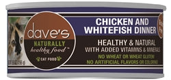 Daves Naturally Healthy Cat Food, Chicken and White Fish Dinner 5.5Oz (Case Of 24)