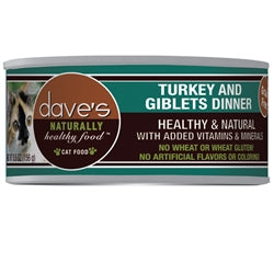 Daves Naturally Healthy Cat Food, Turkey and Giblets Dinner 5.5Oz (Case Of 24)