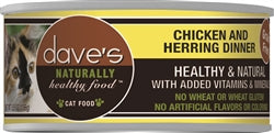 Daves Naturally Healthy Cat Food, Chicken and Herring Dinner 5.5Oz (Case Of 24)