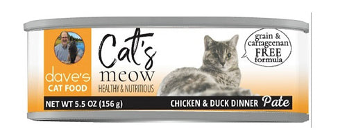 Dave's Pet  Cat’s Meow Chicken & Duck Dinner Paté  5.5oz.