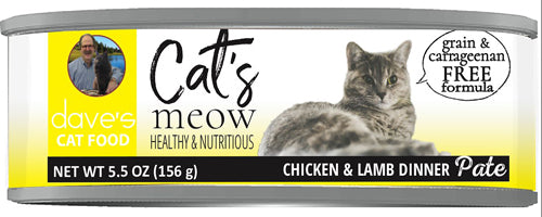 Dave's Pet Cat’s Meow Chicken & Lamb Dinner Paté  5.5oz.